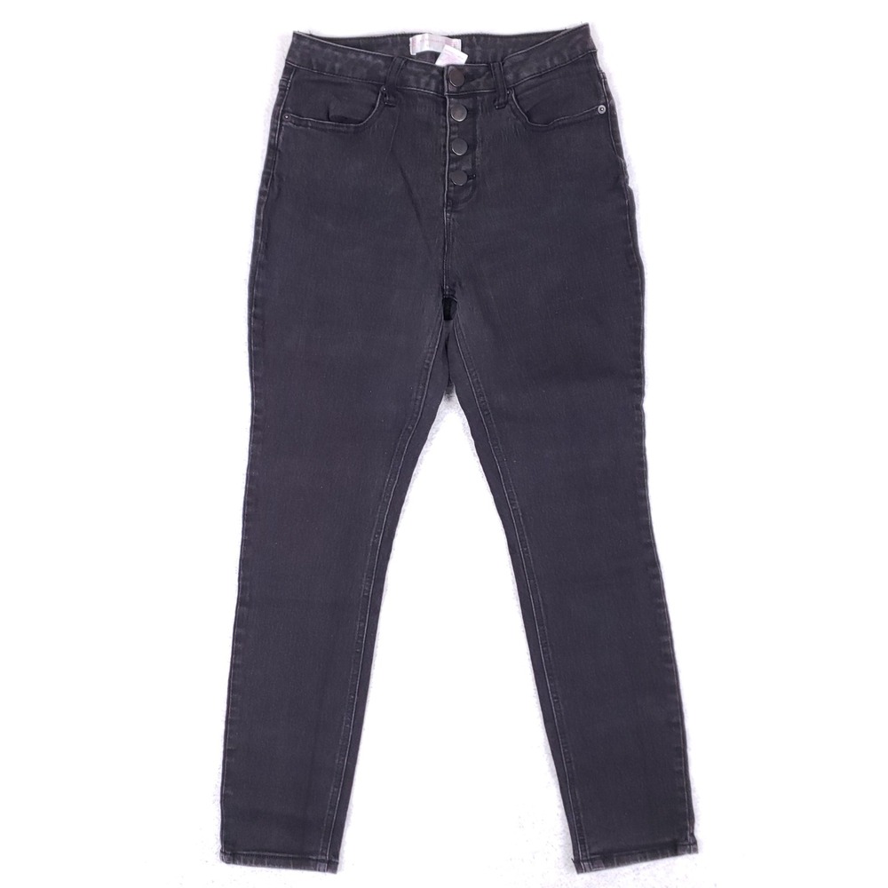 No Boundaries Womens High Rise Skinny Jeans Black Buttonโ Fly Sz 13 Grunge Indie